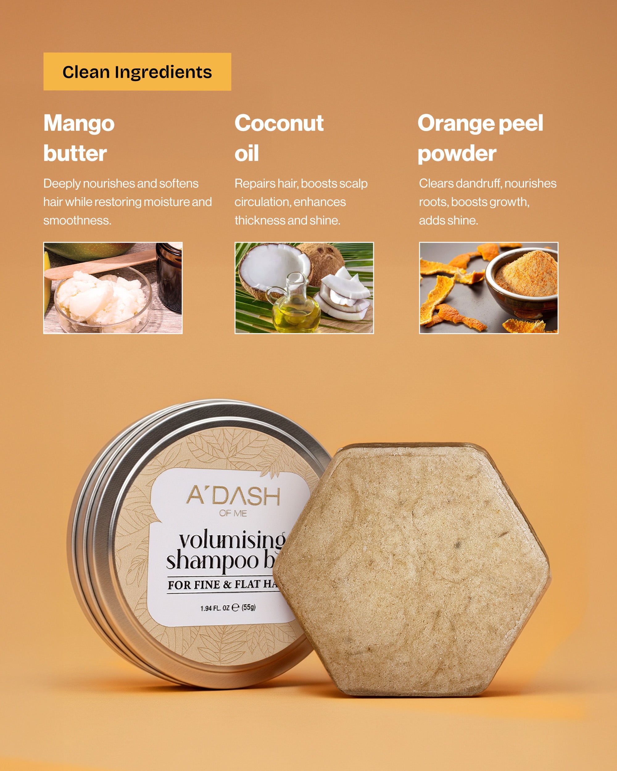 (Hair Thinning + Hair Fall) Volumizing Shampoo Bar, Hair Mask Bar, Conditioner Bar