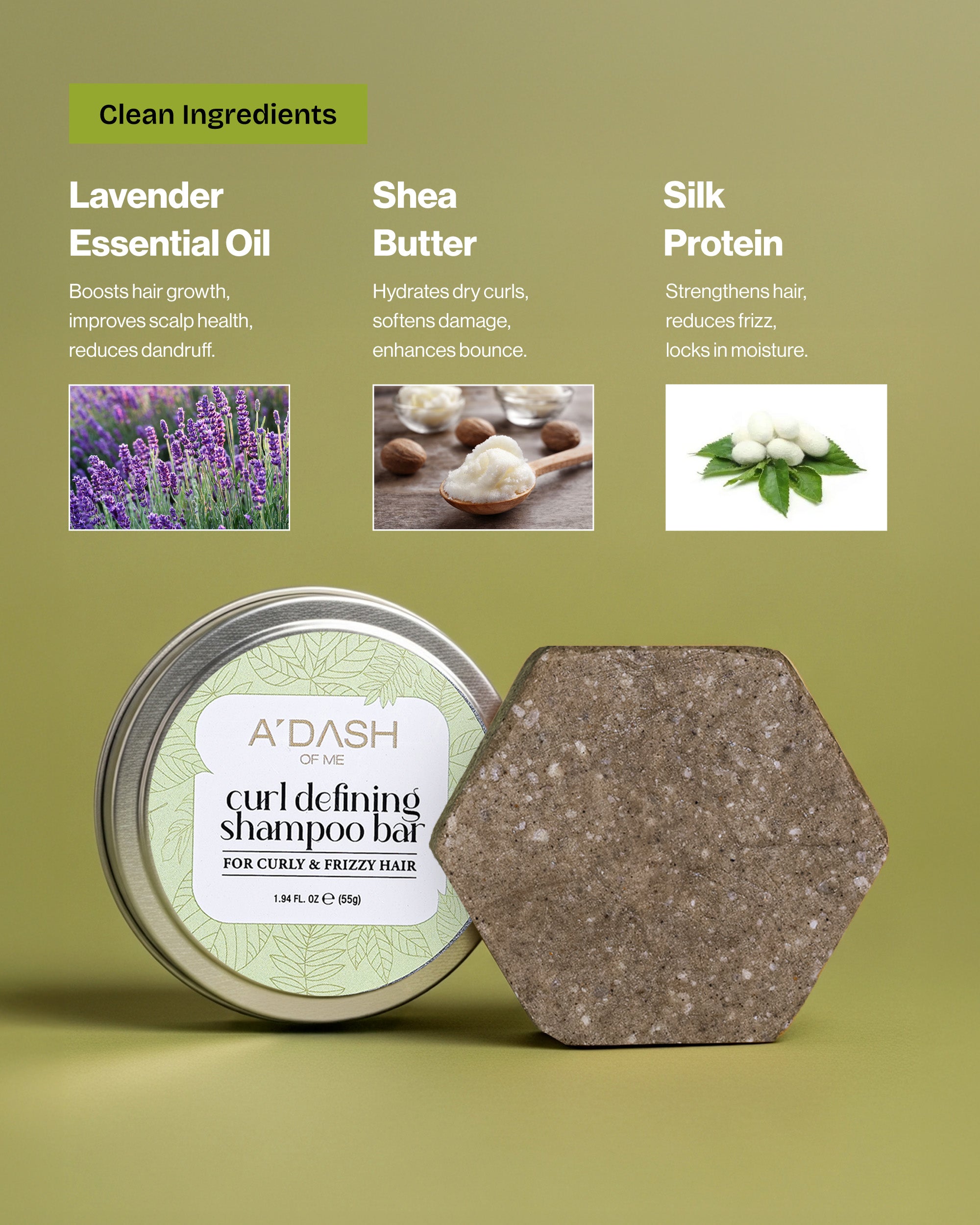 (Curly girl combo)Pure Clay Hair Mask, Curl defining shampoo Bar, Conditioner Bar