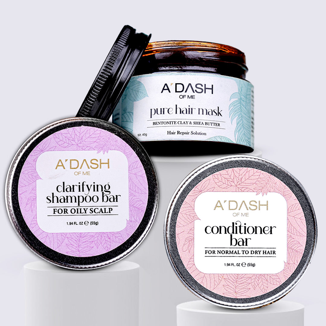 (⁠Oily and Flaky Scalp) Clarifying Shampoo Bar, Pure Hair Mask, Conditioner