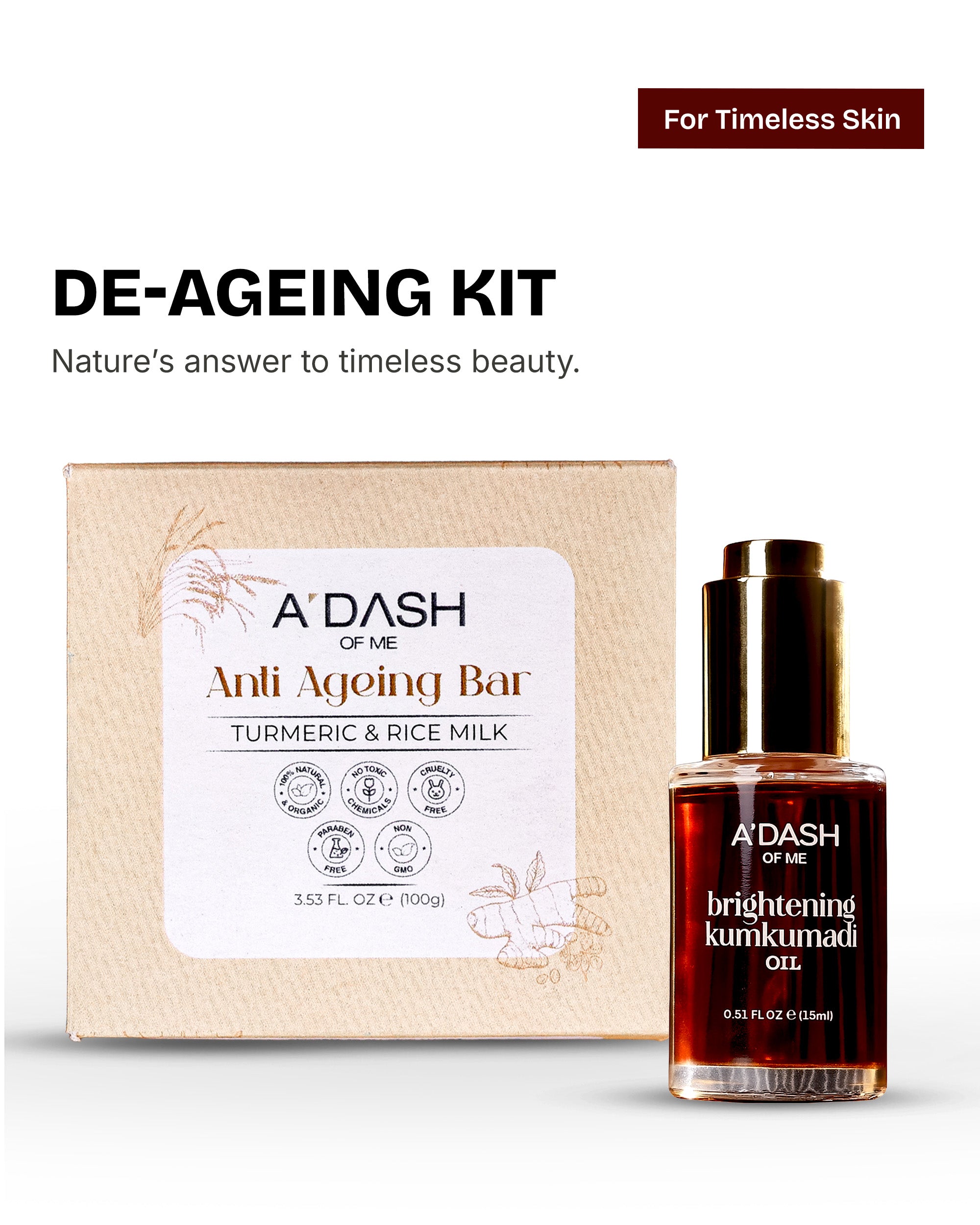 De-Ageging Kit(Anti-Ageging Soap Bar, Kumkumdai Oil)