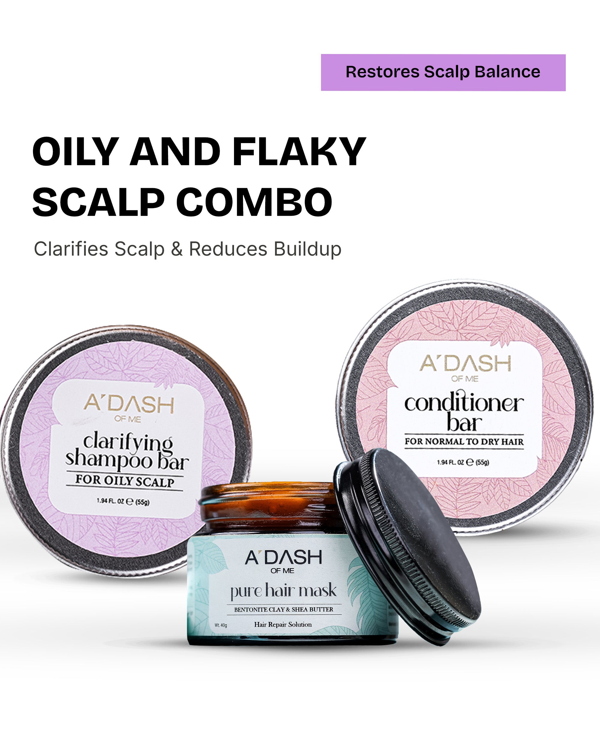 (⁠Oily and Flaky Scalp) Clarifying Shampoo Bar, Pure Hair Mask, Conditioner